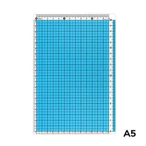 A5 Pencil Board (Blue) by Kyoei Orions features a 1 cm grid and rulers, ideal for precise trimming and aligning tasks.