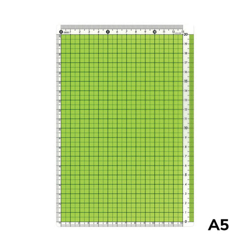 A5 Pencil Board (Green) by Kyoei Orions, featuring a 1 cm grid and centimeter scales, perfect for drafting or as a cutting mat.