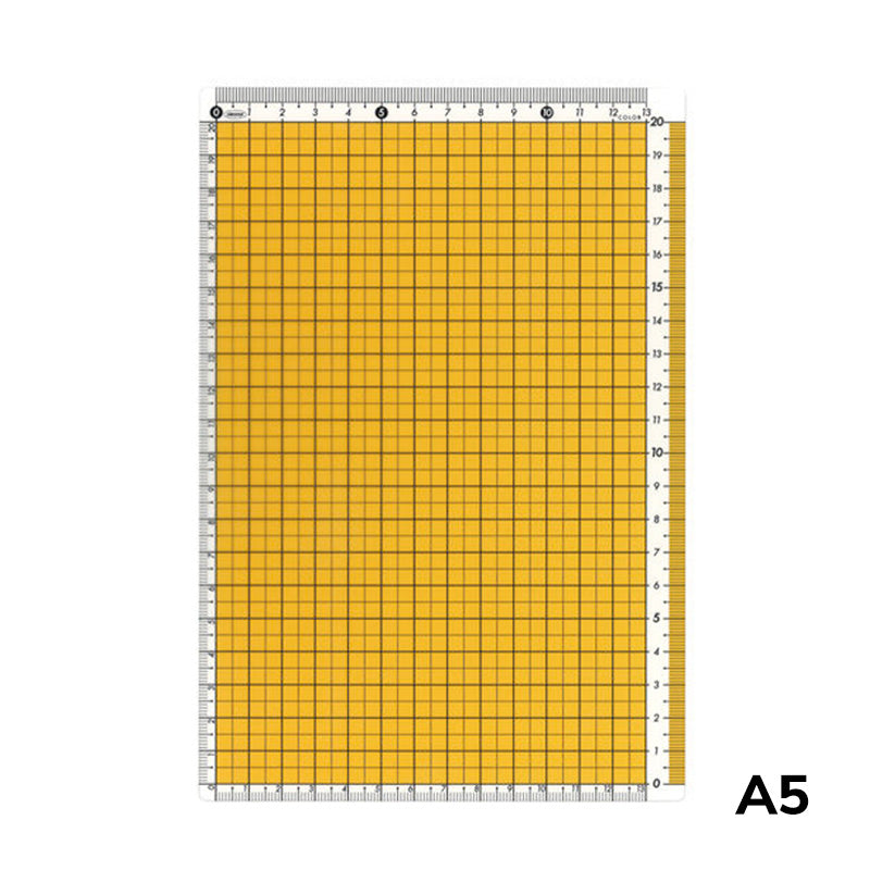 A5 Pencil Board (Orange) by Kyoei Orions, featuring a 1 cm grid and metric rulers for precise crafting, ideal for Japanese stationery enthusiasts at Desk Bandit.