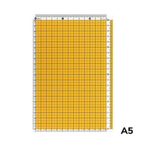 A5 Pencil Board (Orange) by Kyoei Orions, featuring a 1 cm grid and metric rulers for precise crafting, ideal for Japanese stationery enthusiasts at Desk Bandit.