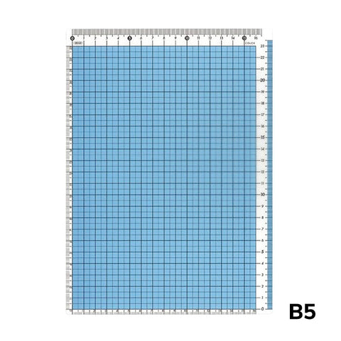 B5 Pencil Board (Blue) by Kyoei Orions, featuring a self-healing surface with 1 cm grid and ruler markings, ideal for crafting and model-making.