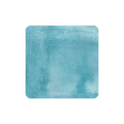 Tono & Lims Pisces Shimmer fountain pen ink swatch, showcasing teal-blue gradients with sparkles. Volume: 30ml. Available at Desk Bandit, specializing in Japanese stationery.