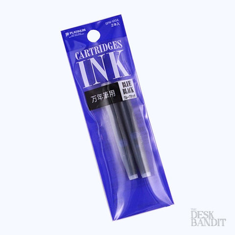 Ink Cartridges (2 pack) - Blue Black by Platinum, featuring two fountain-pen ink cartridges in a compact retail pack, suitable for Platinum pens.