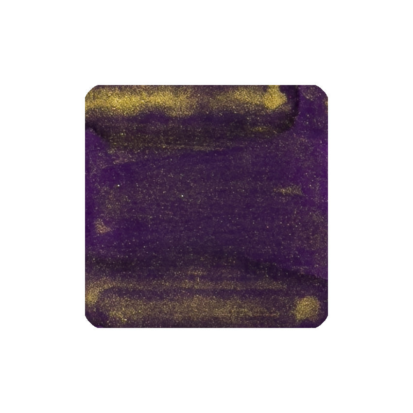 Purple Pazzazz (Shimmer) - 50ml: An abstract swatch of deep purple fountain pen ink with metallic gold shimmer, crafted by Diamine, ideal for collectors and enthusiasts.
