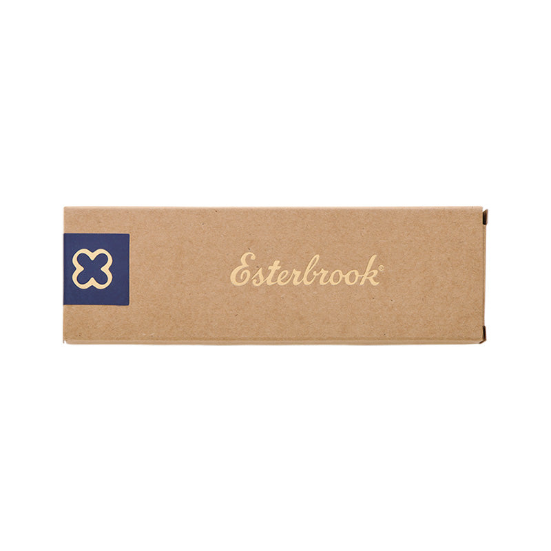 Esterbrook Pen Pocket Canvas Sleeve (Navy) in branded kraft-cardboard box, ideal for protecting fountain pens, showcasing Esterbrook's historical resurgence in writing accessories.