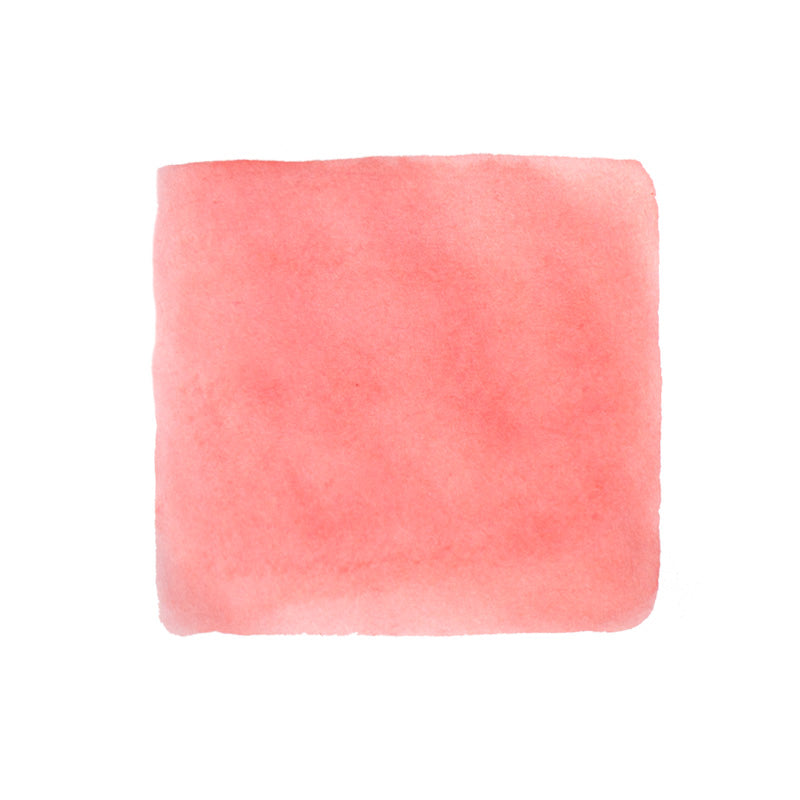 Colorverse Project Ink No.053 Sorae Fog, a 15ml fountain pen ink, showcases a soft coral-pink/red hue in an abstract, hand-painted swatch, highlighting its plant-based, dye-based composition.