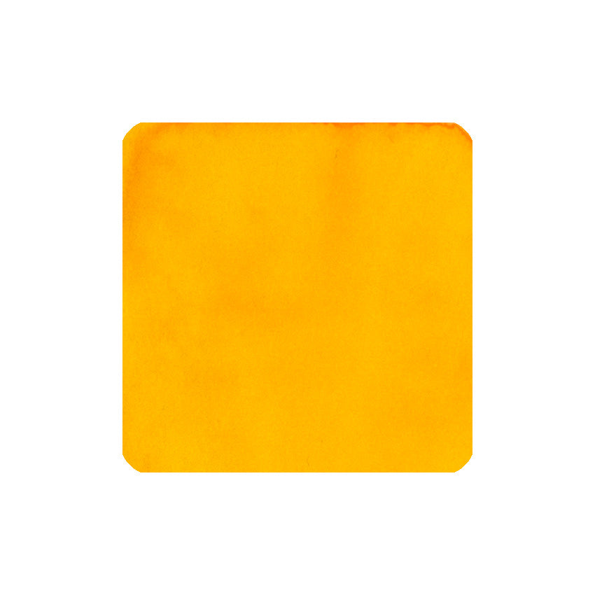 Tathagata - 20ml fountain pen ink by Fanyantan, featuring a golden-yellow swatch with watercolor texture, ideal for adding depth to writing and art.