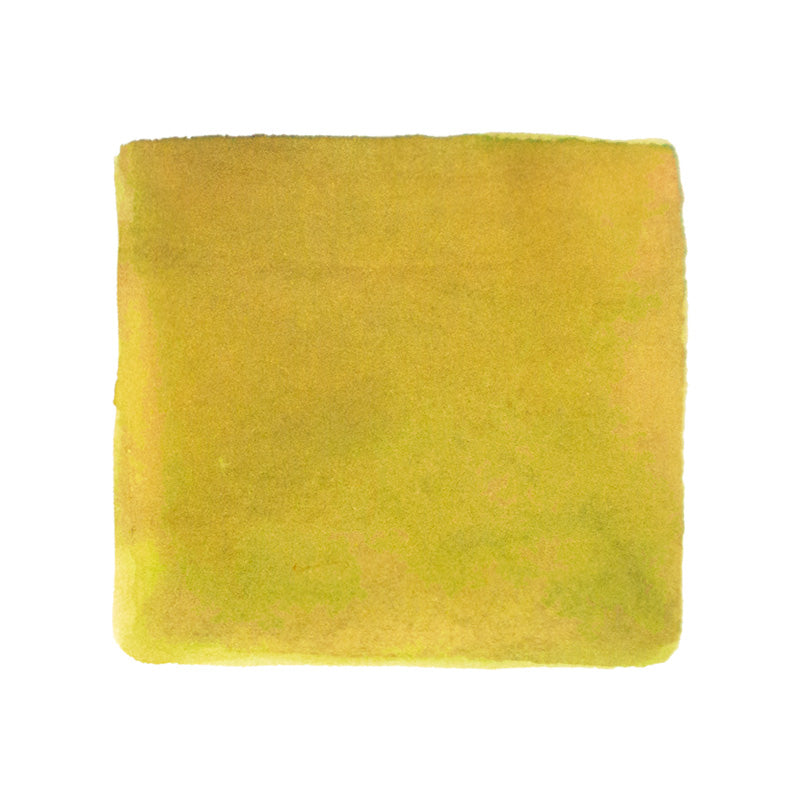 Tea! - 2ml fountain pen ink sample, featuring smooth writing and gradient shading in warm yellow with subtle green undertones. Part of Desk Bandit's Collection Traced.