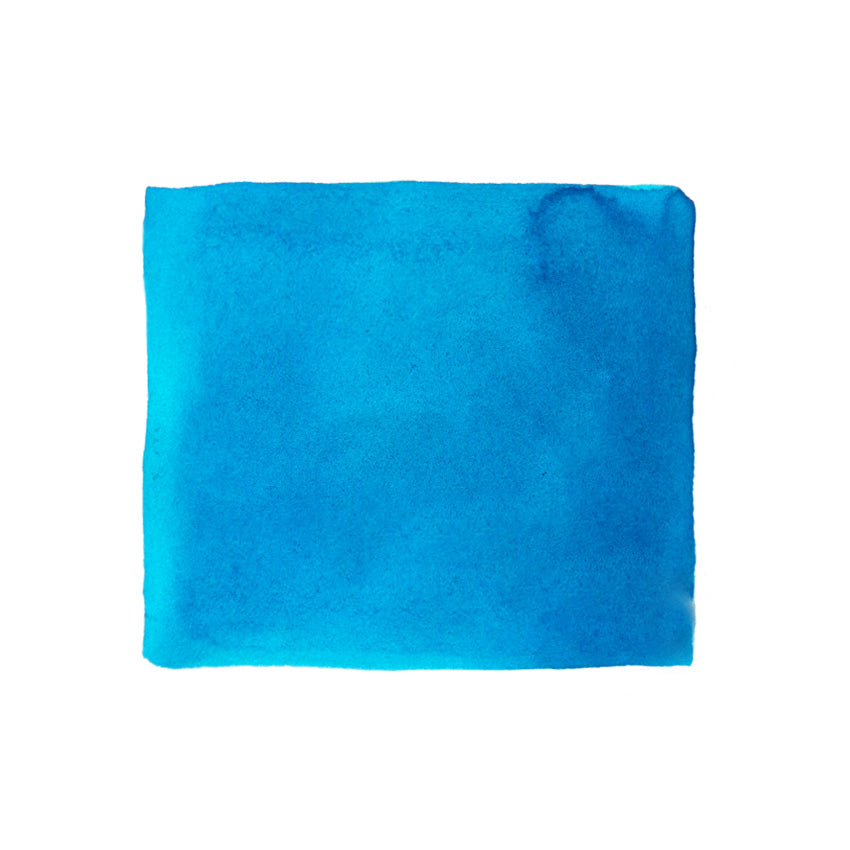 KWZ Ink Turquoise fountain pen ink swatch, showcasing a bright blue, abstract watercolor texture, 60ml bottle. Ideal for unique, vibrant writing experiences.