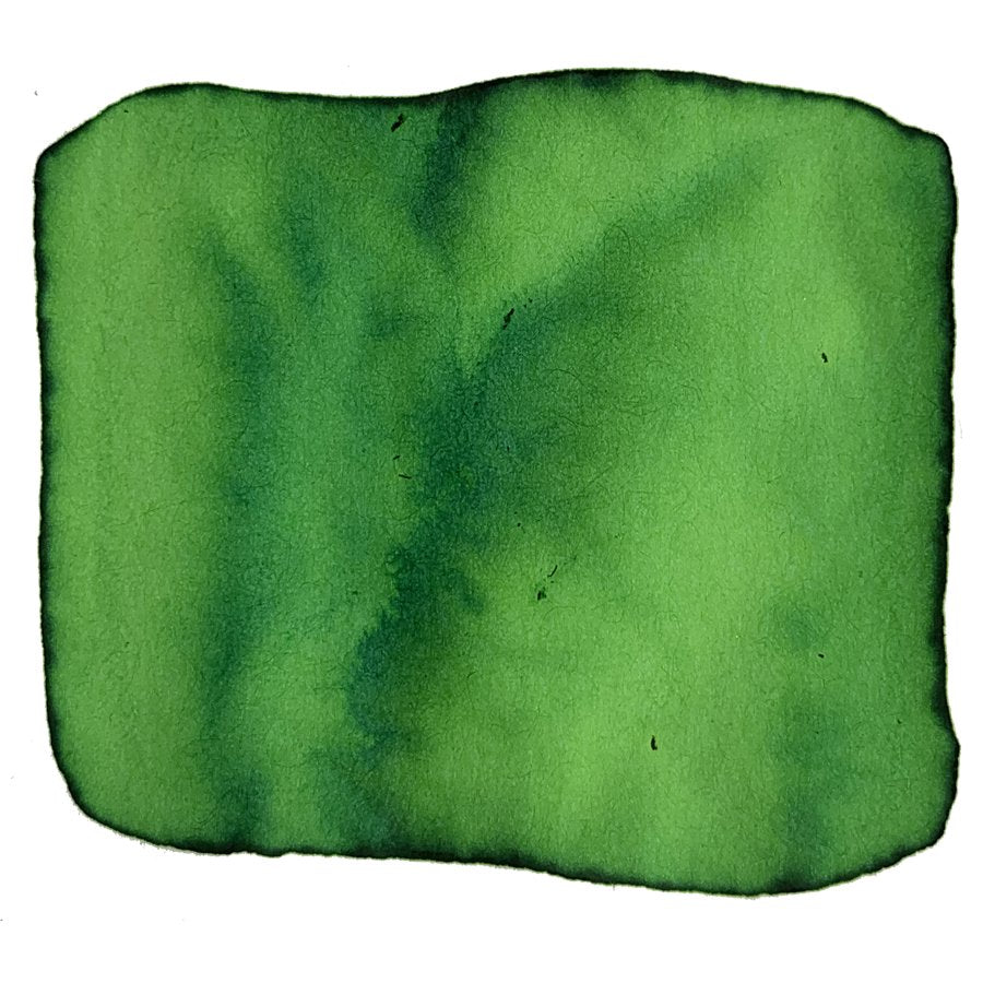 Vine Leaf - 2ml sample: Abstract green watercolor swatch represents the vibrant Robert Oster ink, showcasing subtle tonal variations for fountain pen enthusiasts.