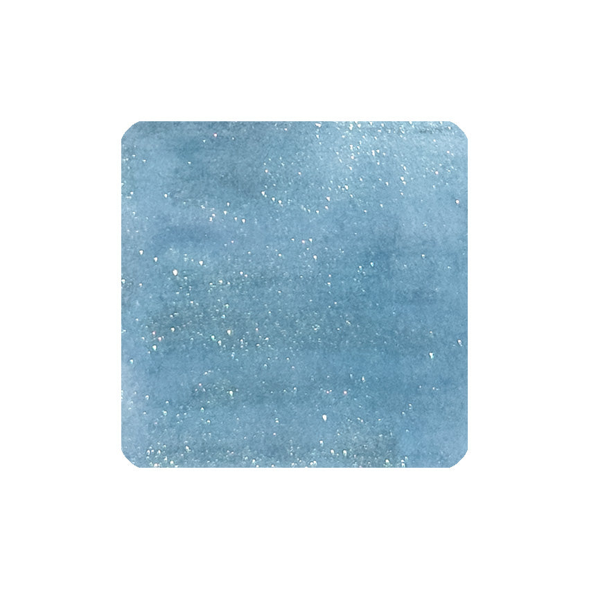 Virgo (Shimmer) - 30ml by Tono & Lims: A shimmering, blue-toned fountain pen ink swatch with sparkly flecks, offering a textured, artistic appearance.