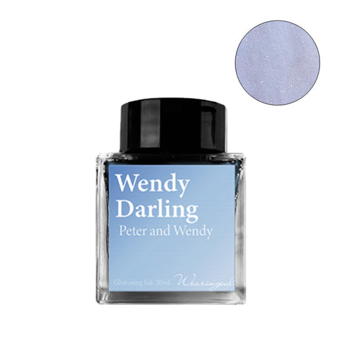 Wearingeul Wendy Darling Shimmer - 30ml fountain pen ink, pale cool-blue with glitter particles, inspired by literature, suitable for fountain, dip, and glass pens.