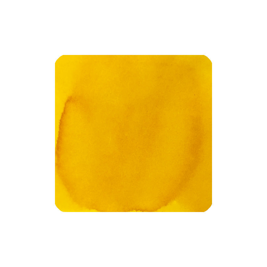 Tono & Lims With Moon fountain pen ink, 30ml. Image shows a solid yellow watercolor swatch, part of the Friendship series from South Korea.