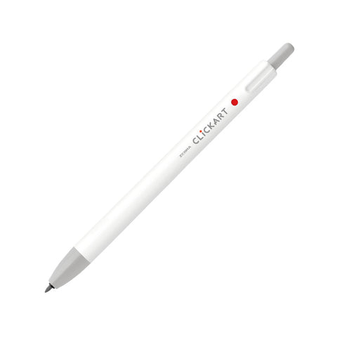 Zebra CLiCKART Retractable Marker - Light Grey, 0.6mm felt tip, capless design with moisture-absorbing ink technology, ideal for journaling and creative tasks, reflecting DeskBandit's specialty in Japanese stationery.