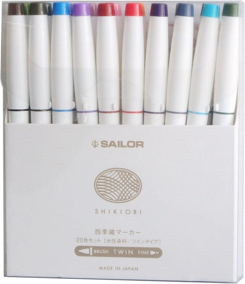 Sailor Shikiori Dual Tip Brush Pens - 20 colours Calligraphy Pens