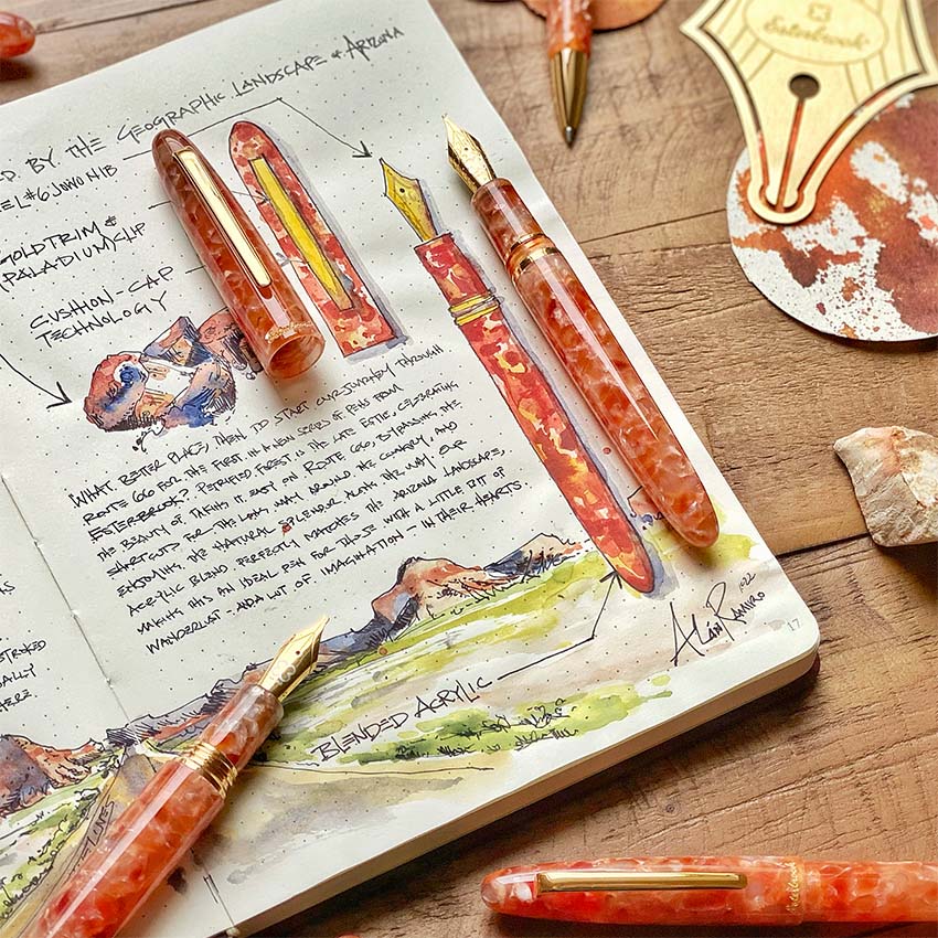 Esterbrook Estie - Petrified Forest / Gold - Broad Fountain Pen