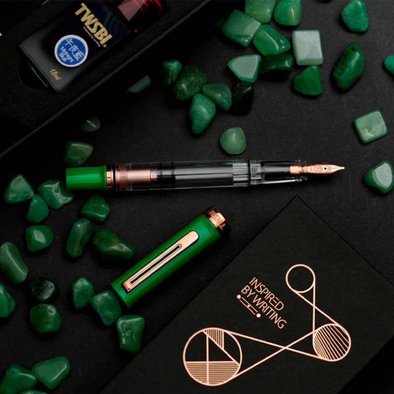 TWSBI ECO-T Pen and Ink Set (Royal Jade / Rose Gold) - Medium Fountain Pen