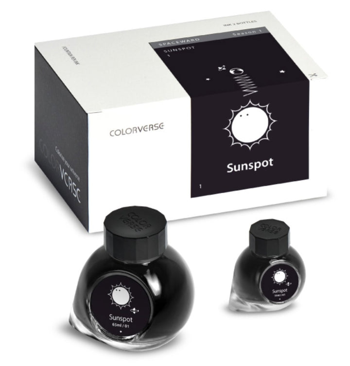 Sunspot - 65ml + 15ml Set by Colorverse, featuring two labeled ink bottles and packaging from the Spaceward Collection, Season 1, Pack 2.