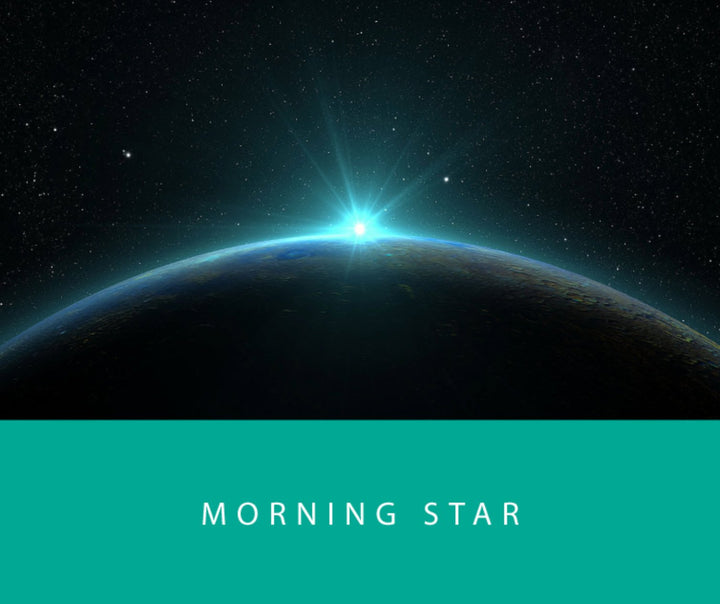 Morning Star - 65ml + 15ml Set, featuring a stylized space scene with a glowing horizon and stars, promoting plant-based Colorverse inks.