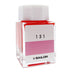 Sailor Ink Studio #131 - 20ml, a square glass bottle with a white cap, contains vibrant pink-red fountain-pen ink, exemplifying Sailor's curated color collection.