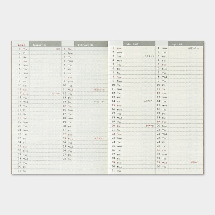 Traveler's Company 2026 Diary Weekly (Passport) Planners