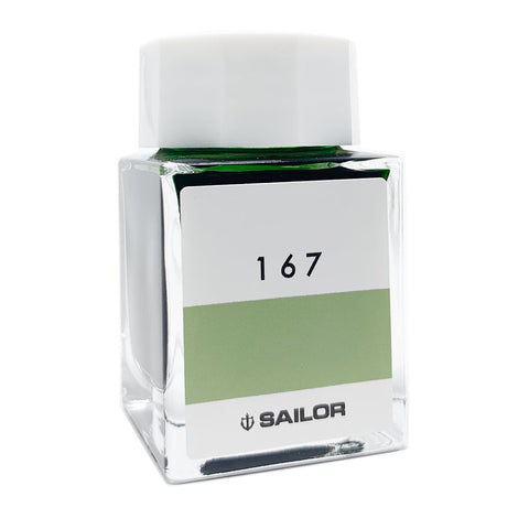 Sailor Ink Studio #167 - 20ml: Square glass bottle with a white cap, minimalist label, and pale green ink.