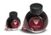 Dark Energy - 65ml + 15ml Set: Two uniquely shaped glass bottles with black octagonal caps, featuring a spiral graphic and volume details.