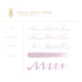Ferris Wheel Press Mauve Moon Calligraphy Ink - 28ml, showcasing nib tools and lettering samples, ideal for professional calligraphy with dip pens and brushes.