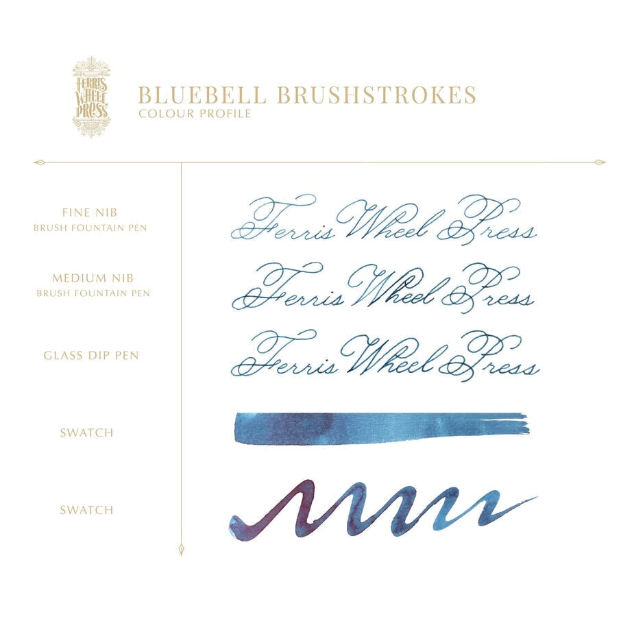 Ferris Wheel Press Bluebell Brushstrokes - 38ml Bottled Ink