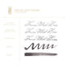 Highland Smoke - 38ml grey-black fountain pen ink by Ferris Wheel Press, shown with ink swatches and nib samples, showcasing shading and tonal range.