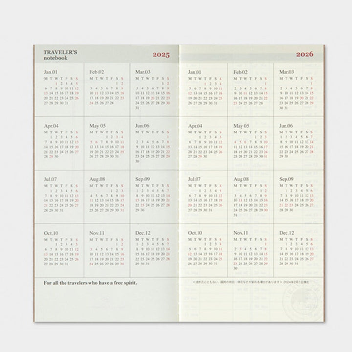 Traveler's Company 2025 Diary Weekly+Memo (Regular) Planners