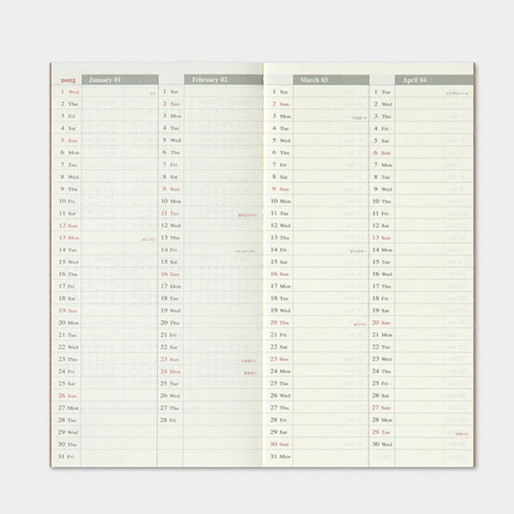 Traveler's Company 2025 Diary Weekly+Memo (Regular) Planners
