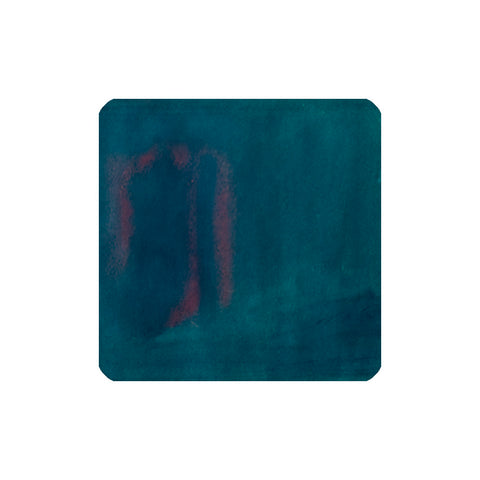 Abstract watercolor art for Colorverse 2025 Blue Green Snake ink, featuring deep teal-green with muted red brushstrokes, highlighting its atmospheric, misty quality.