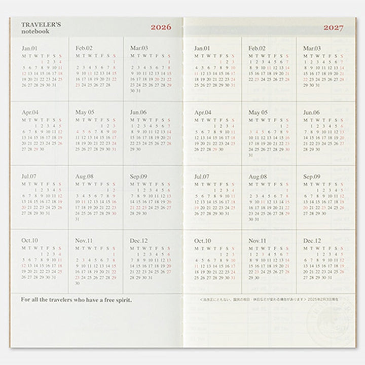 Traveler's Company 2026 Diary Weekly+Memo (Regular) Planners