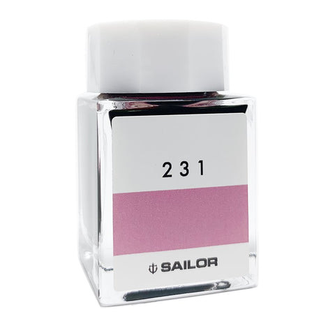 Sailor Ink Studio #231 - 20ml: Square glass bottle with a pink ink shade, labeled 231, featuring a white cap and Sailor logo.