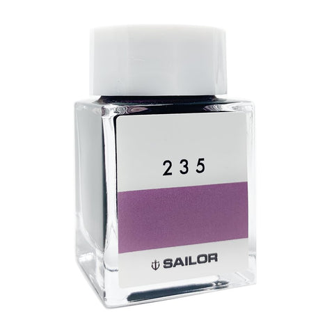 Square glass bottle of Sailor Ink Studio #235 - 20ml, featuring a white cap and a purple band, showcasing Sailor's extensive ink collection.