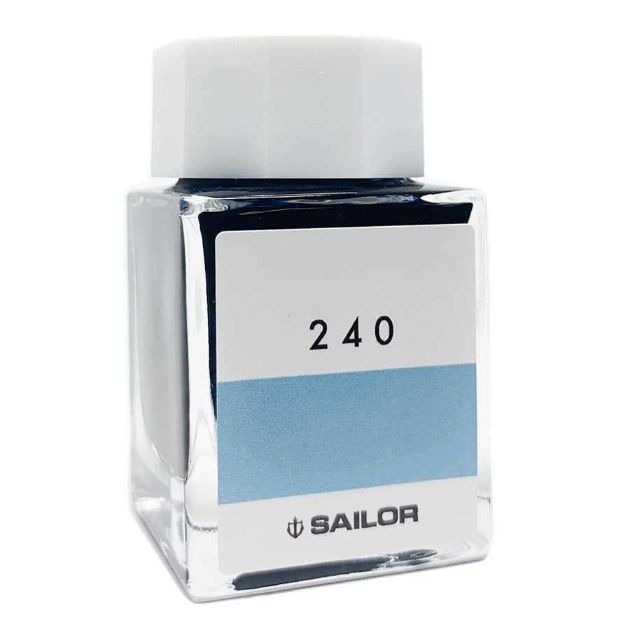 Sailor Ink Studio #240 - 20ml, square glass bottle, white cap, pale blue label, from Sailor's curated 100-color collection of dye-based fountain-pen inks.