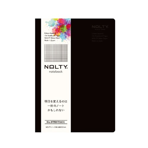Nolty Notebook with Numbered Pages - Grid (Black, B6) Notebook