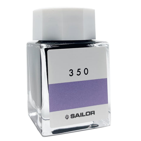 Sailor Ink Studio #350 - 20ml, displayed in a square glass bottle with a white cap and purple-banded label, showcasing its premium fountain-pen dye-based ink.
