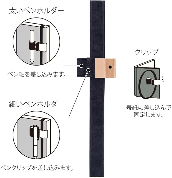 Midori Book Band Pen Holder (For B6/A5) - Navy Cases