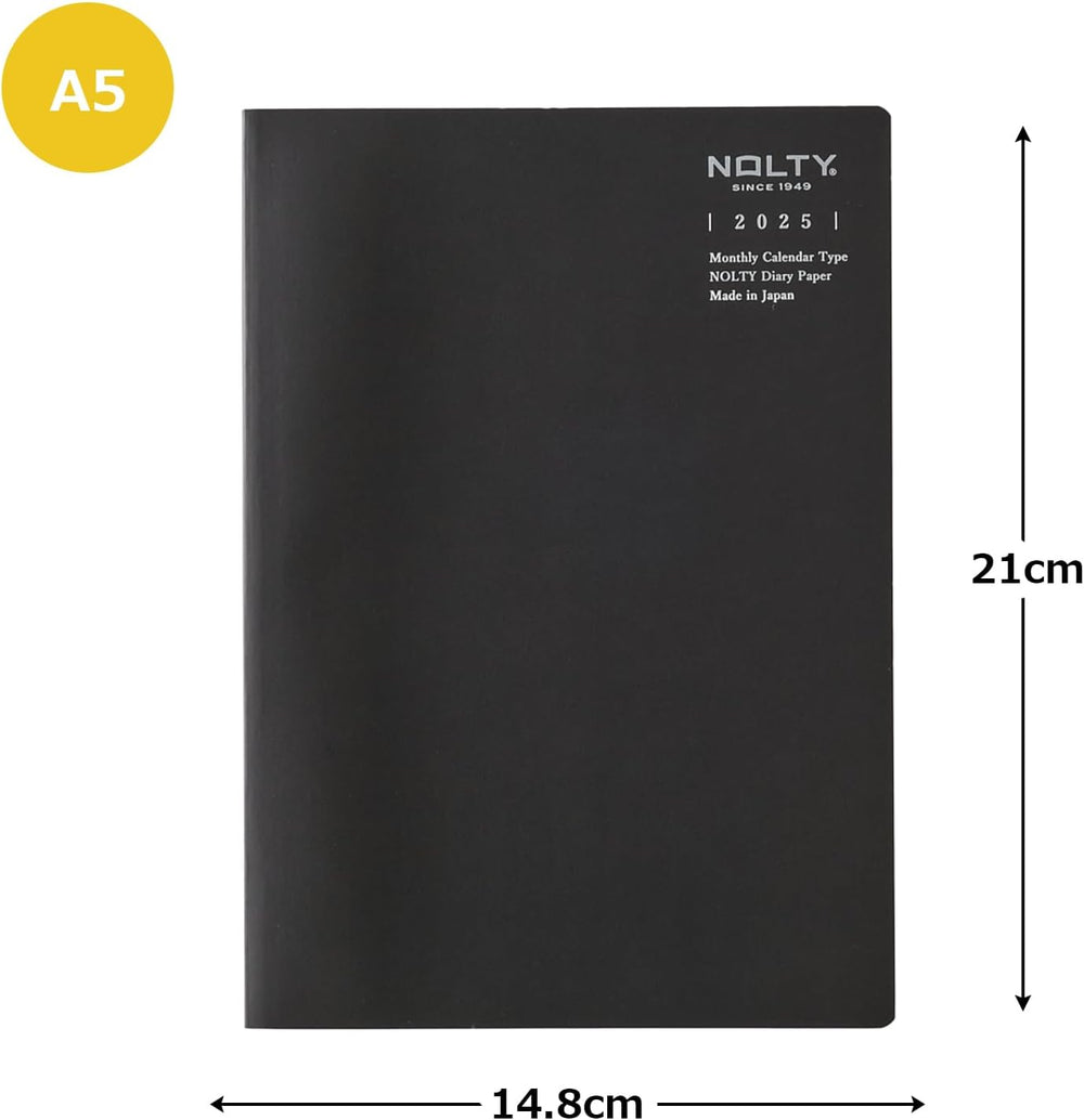 Nolty 2025 Monthly Schedule Planner - A5 (Black) Planners