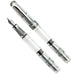 Diamond 580 ALR (Nickel Gray) - Medium: Two clear-body fountain pens, one uncapped showing the nib, with silver-tone trim and matte detailing on grip and cap.