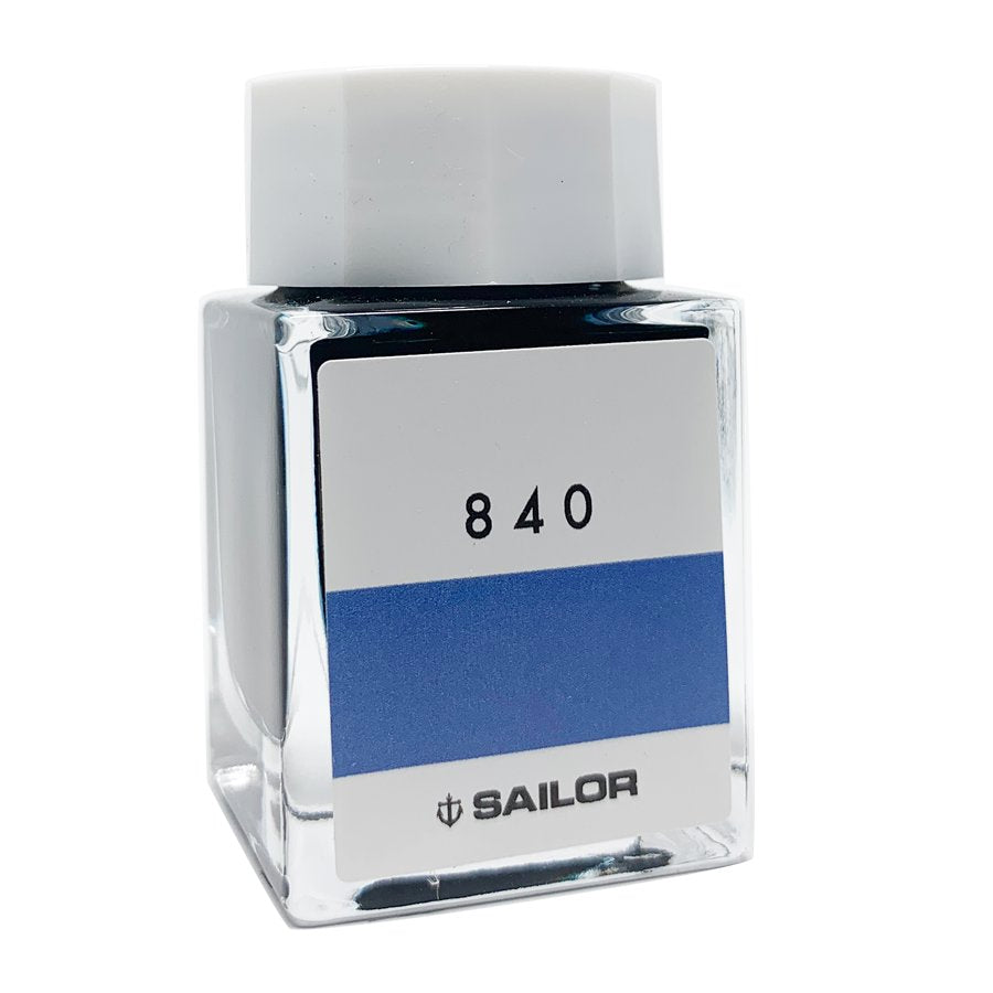 Sailor Ink Studio #840 - 20ml in a square glass bottle with a white cap, featuring 840 on a label, showcasing Sailor's renowned ink collection.