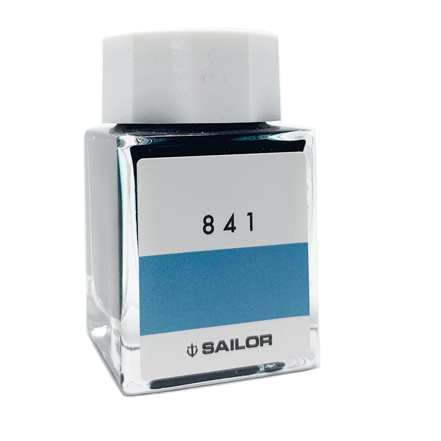 Sailor Ink Studio #841 - 20ml, square glass bottle with white cap, blue-striped label marked “841” and Sailor logo, containing dye-based fountain-pen ink.