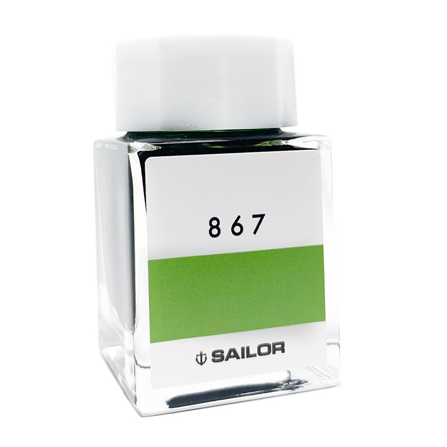 Sailor Ink Studio #867 - 20ml glass bottle, square-shaped, with a green label band, showcasing Sailor's curated fountain-pen ink collection.