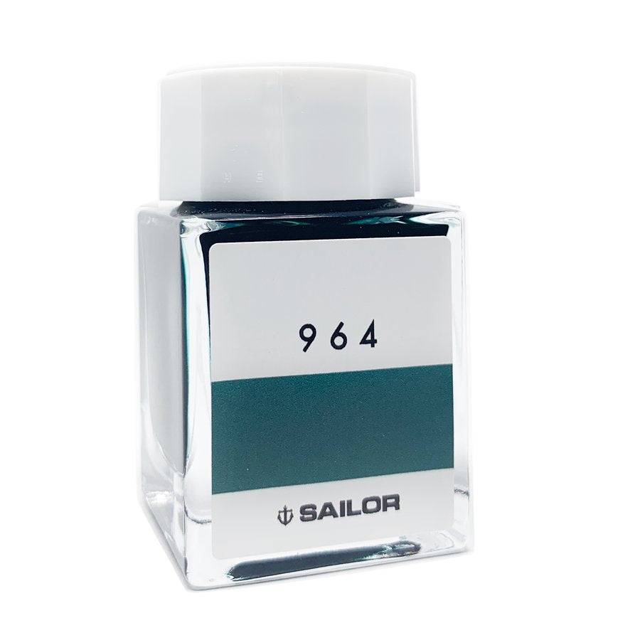 Sailor Ink Studio #964, 20ml fountain-pen ink, in a square glass bottle with a white cap and minimalist label, showcasing the brand's curated collection.
