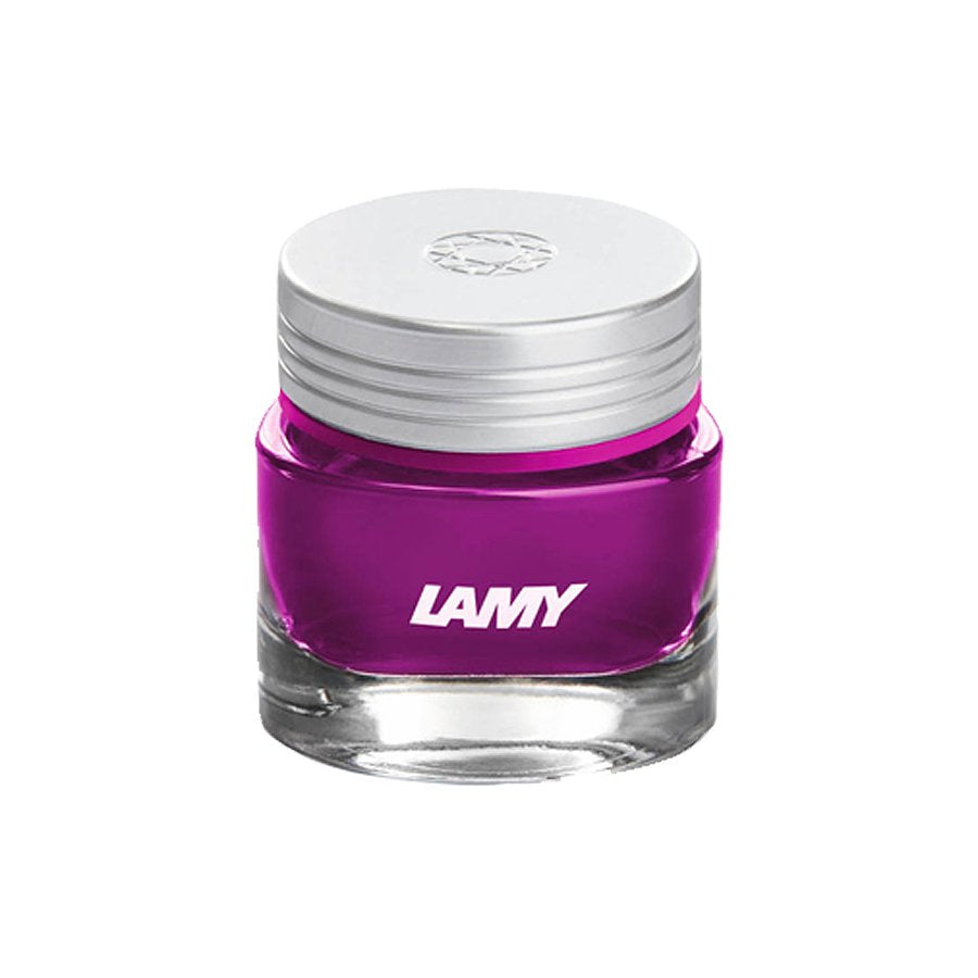 LAMY T53 Crystal Ink - Beryl - 30ml, in a clear glass bottle with silver cap, showcases German craftsmanship with vibrant ink for fountain pens.