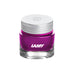 LAMY T53 Crystal Ink - Beryl - 2ml bottle with silver screw cap, showcasing bright purple/magenta ink, exemplifying LAMY's renowned quality in glass packaging.