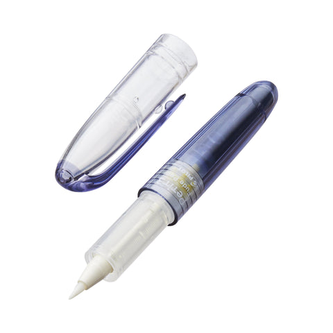 Petit3 Mini Fude Brush Pen - Blue Black with refillable plastic barrel, nylon brush tip, snap-on cap, and ink cartridge for on-the-go watercolor blending.