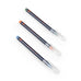 Sai Watercolour Brush Pens - 20 colours: Three dark blue-barreled pens with colored caps (green, orange, blue), showcasing fine brush tips under clear caps.